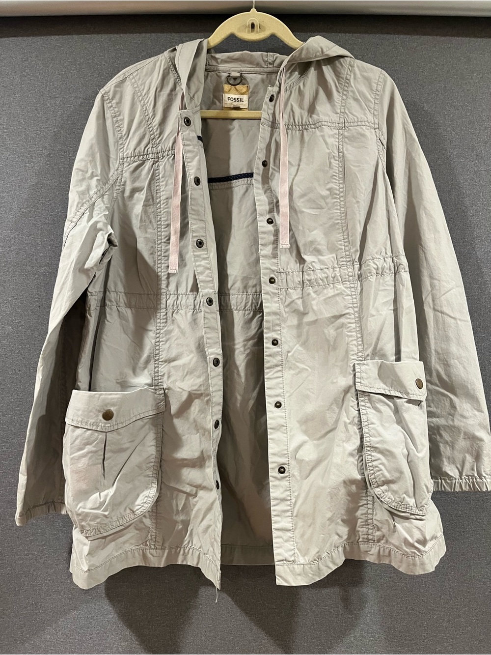 Fossil Women's Light Gray Hooded Utility Jacket